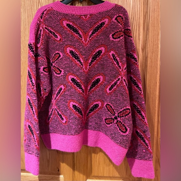 ZARA Pink Jacquard Knit Cardigan with Pompoms Size Large Bloggers Fave 5802/162 - Picture 14 of 14